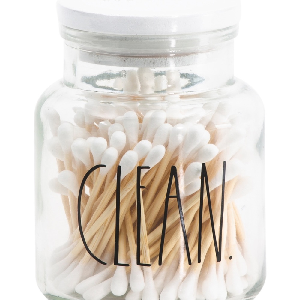Rae Dunn CLEAN cotton swabs Q-Tips Jar